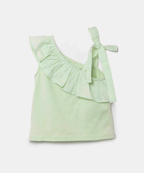 Camiseta Asimétrica Para Niña En Licra Color Verde Manzana