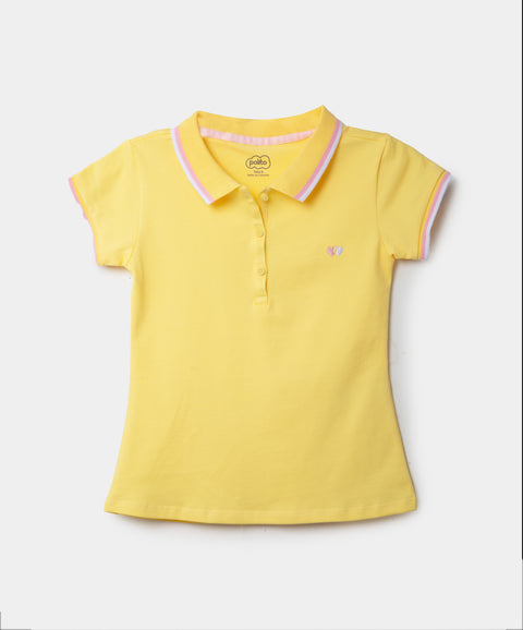 Camiseta Tipo Polo Para Niña En Algodón Color Amarillo