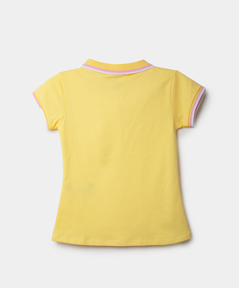 Camiseta Tipo Polo Para Niña En Algodón Color Amarillo