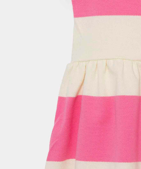 Vestido Tipo Polo Para Bebé Niña En Algodón Color Rosado Con Rayas