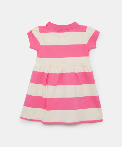 Vestido Tipo Polo Para Bebé Niña En Algodón Color Rosado Con Rayas