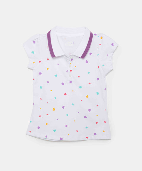 Camiseta Tipo Polo Para Bebé Niña En Algodón Color Blanco Estampado