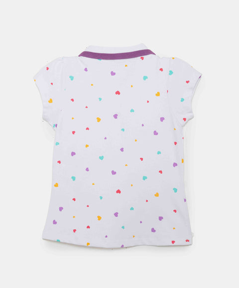 Camiseta Tipo Polo Para Bebé Niña En Algodón Color Blanco Estampado