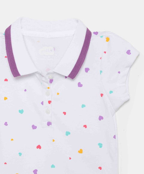 Camiseta Tipo Polo Para Bebé Niña En Algodón Color Blanco Estampado