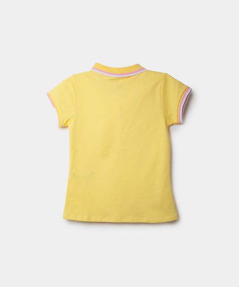 Camiseta Tipo Polo Para Bebé Niña En Algodón Color Amarillo