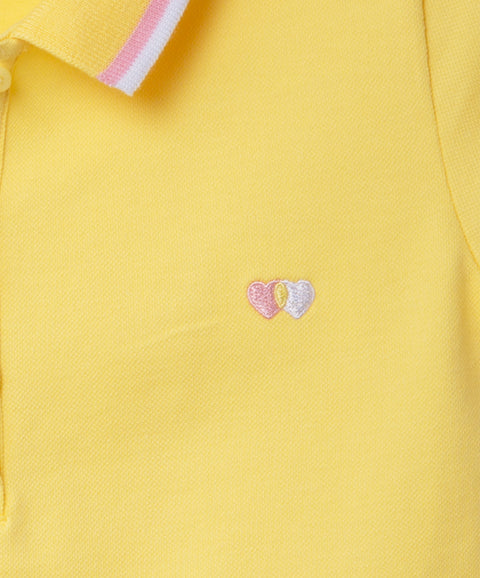 Camiseta Tipo Polo Para Bebé Niña En Algodón Color Amarillo