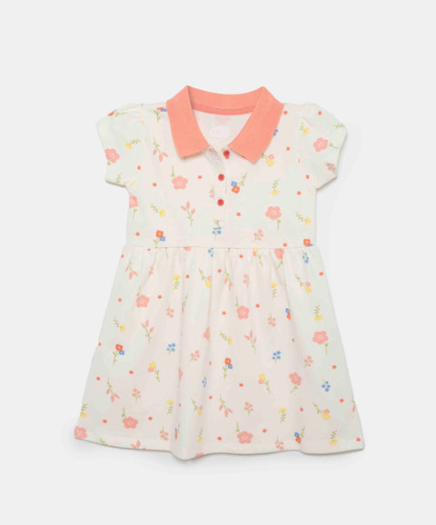 Vestido Tipo Polo Para Bebé Niña En Algodón Color Marfil Estampado