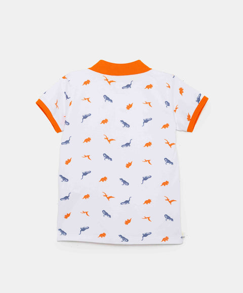 Camiseta Tipo Polo Para Bebé Niño En Algodón Color Blanco Estampado