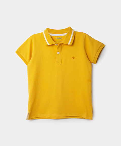 Camiseta Tipo Polo Para Bebé Niño En Algodón Color Amarillo