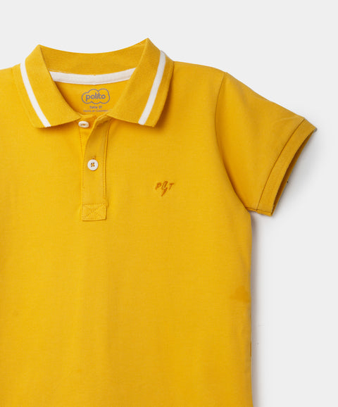 Camiseta Tipo Polo Para Bebé Niño En Algodón Color Amarillo