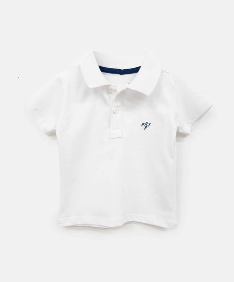 Camiseta Tipo Polo Para Recién Nacido En Algodón Color Blanco