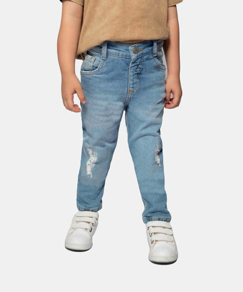 Jean Slim Para Bebé Niño En Denim Tono Medio