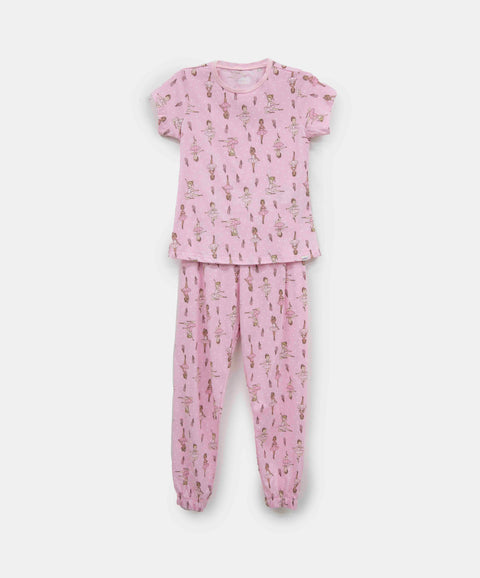 Pijama Manga Corta Y Pantalón Para Niña En Licra Color Rosado