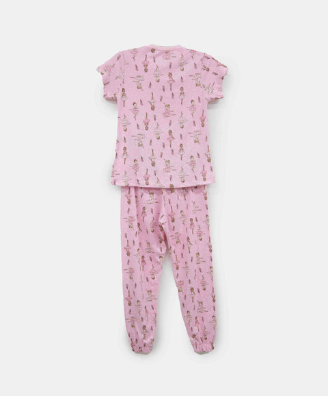 Pijama Manga Corta Y Pantalón Para Niña En Licra Color Rosado