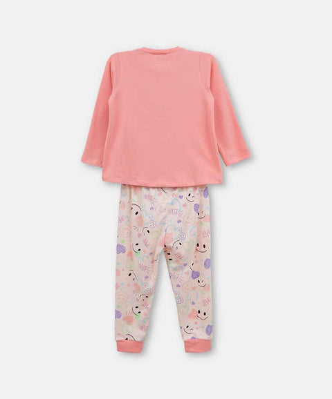 Pijama Manga Larga Y Pantalón Para Bebé Niña Color Salmón