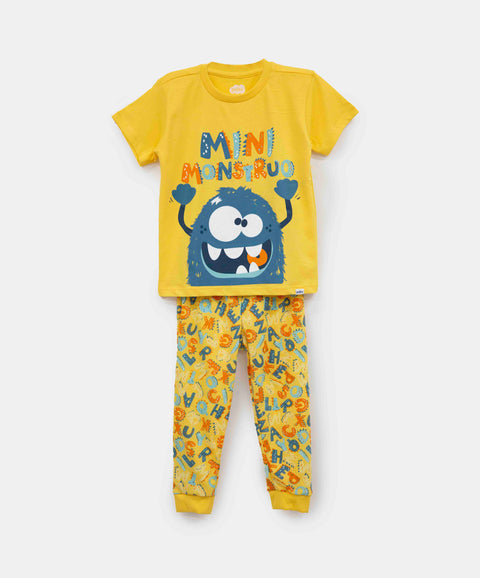 Pijama Manga Corta Y Pantalón Para Bebé Niño Color Amarillo