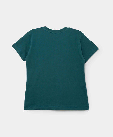 Camiseta Manga Corta Para Bebe Niño En Tela Suave Color Verde Oscuro