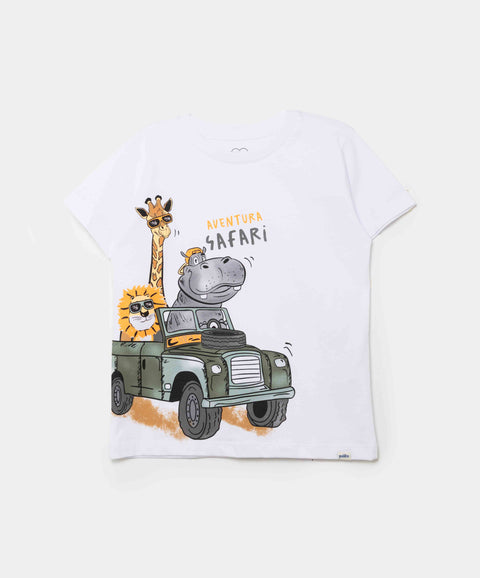 Camiseta Manga Corta Para Bebe Niño En Tela Suave Color Blanco