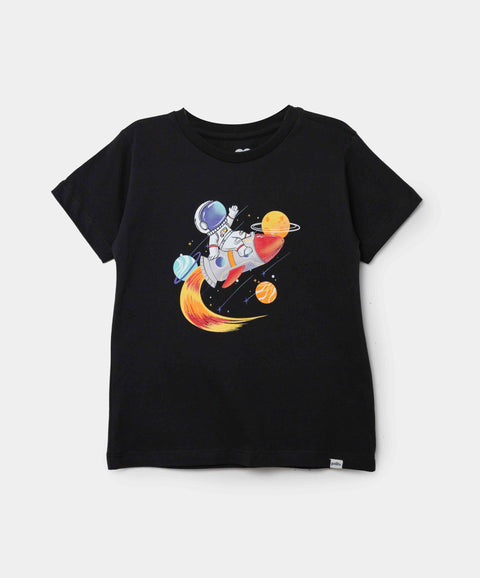 Camiseta Manga Corta Para Bebe Niño En Tela Suave Color Negro