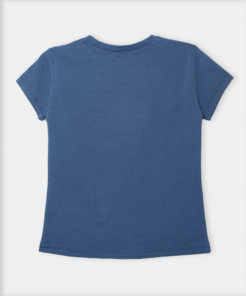 Camiseta Manga Corta Para Niña En Licra Color Azul Navy