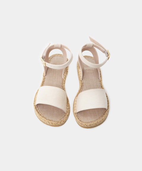 Sandalias Yute Para Niña Color Marfil