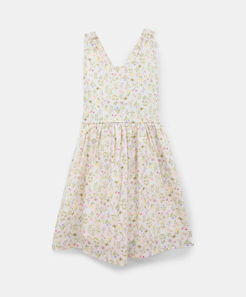 Vestido Estampado Para Bebé Niña En Tela Suave Color Beige