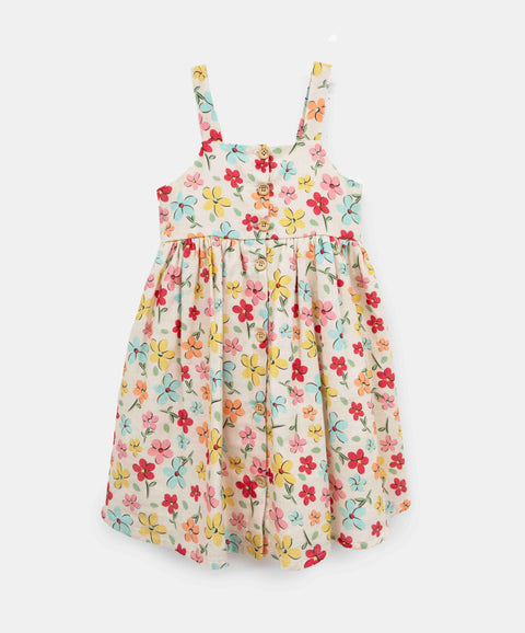 Vestido Estampado Para Bebé Niña En Tela Suave Color Marfil