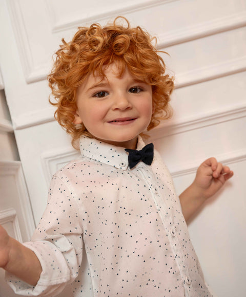 Camisa Manga Larga Para Bebé Niño En Popelina Color Blanco