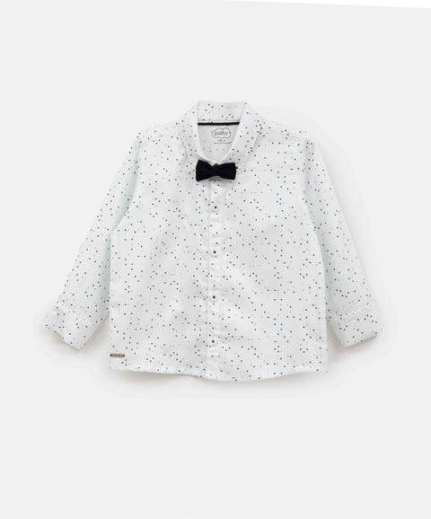 Camisa Manga Larga Para Bebé Niño En Popelina Color Blanco