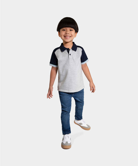 Camiseta Tipo Polo Para Bebé Niño En Algodón Color Gris Claro