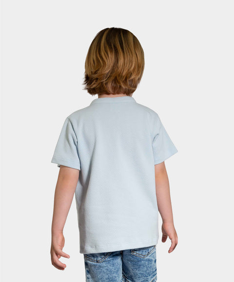 Camiseta Henley Para Bebe Niño En Tela Suave Color Azul Claro