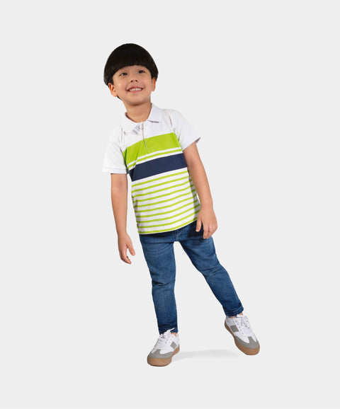 Camiseta Tipo Polo Para Bebé Niño En Algodón Color Blanco