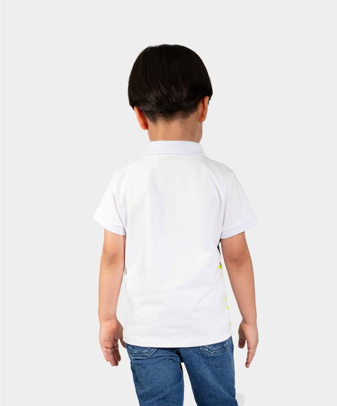 Camiseta Tipo Polo Para Bebé Niño En Algodón Color Blanco