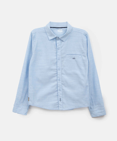 Camisa Manga Larga Para Niño En Tela Suave Color Azul Claro