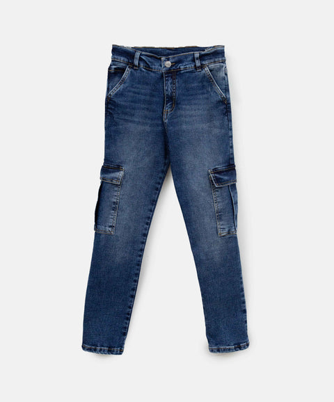 Jean Straight Leg Para Niño En Denim Tono Medio Oscuro