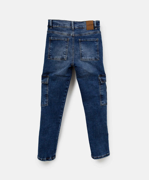 Jean Straight Leg Para Niño En Denim Tono Medio Oscuro