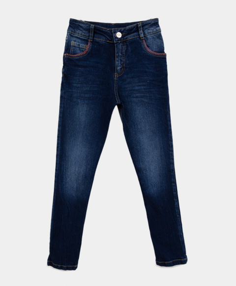 Jean Slim Para Niña En Denim Tono Medio Oscuro