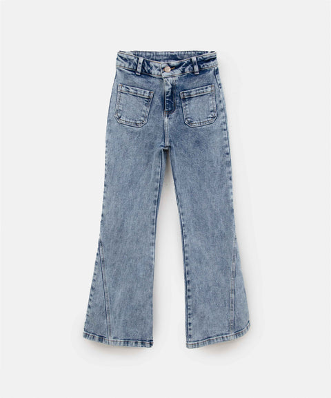 Jean Flare Para Niña En Denim Tono Medio