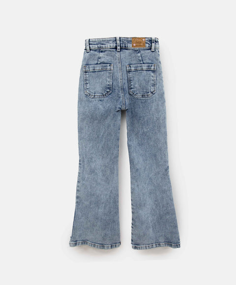 Jean Flare Para Niña En Denim Tono Medio