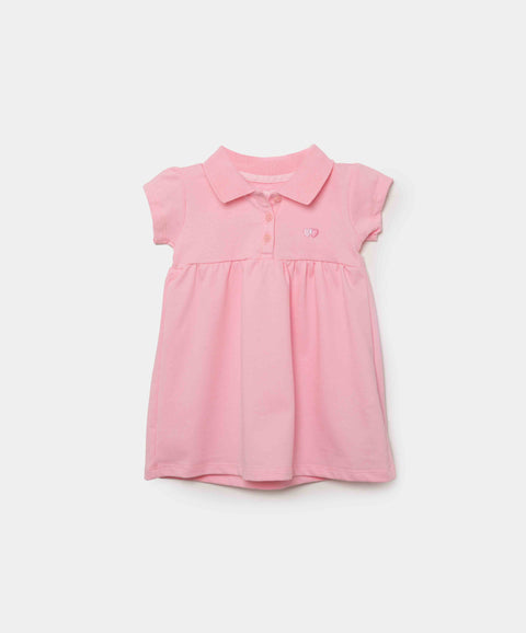 Vestido Tipo Polo Para Recién Nacida En Algodón Color Rosado Claro