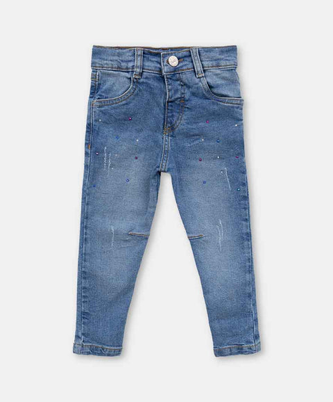 Jean Slim Para Bebé Niña En Denim Tono Medio Claro