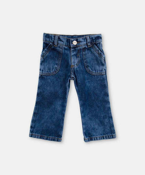 Jean Flare Para Bebé Niña En Denim Tono Medio Oscuro