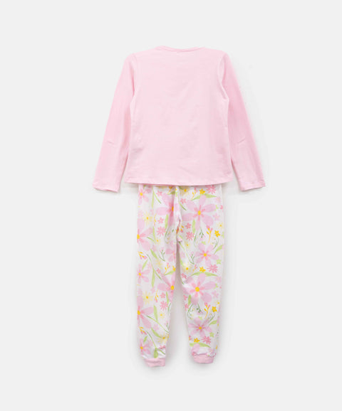 Pijama Manga Larga Y Pantalón Para Niña En Tela Suave Color Rosado