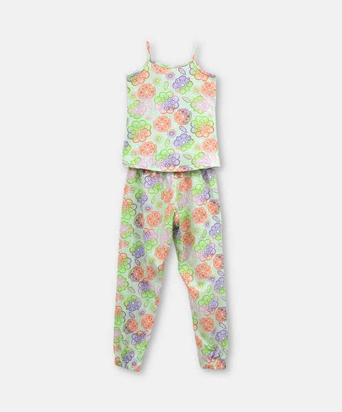 Pijama Manga Sisa Y Pantalón Para Niña Color Verde Floral