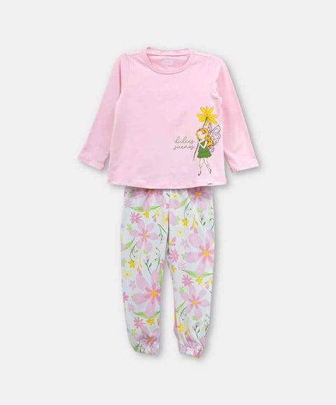 Pijama Manga Larga Y Pantalón Para Bebé Niña Color Rosado