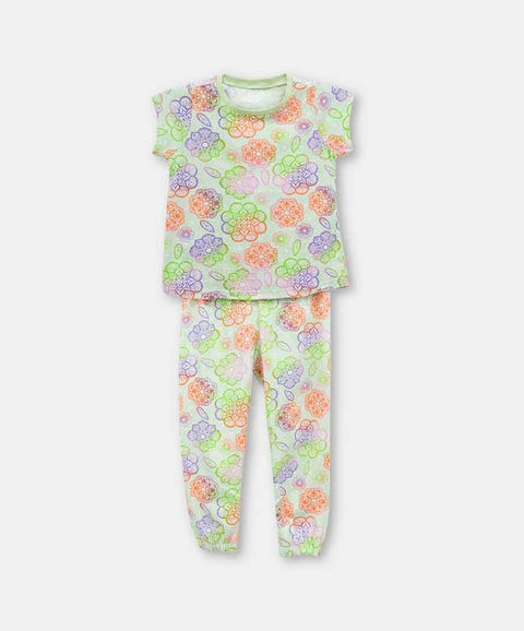 Pijama Manga Corta Y Pantalón Para Bebé Niña Color Verde Floral