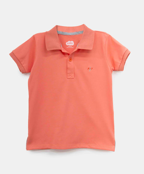 Camiseta Tipo Polo Para Bebé Niño En Algodón Color Naranja