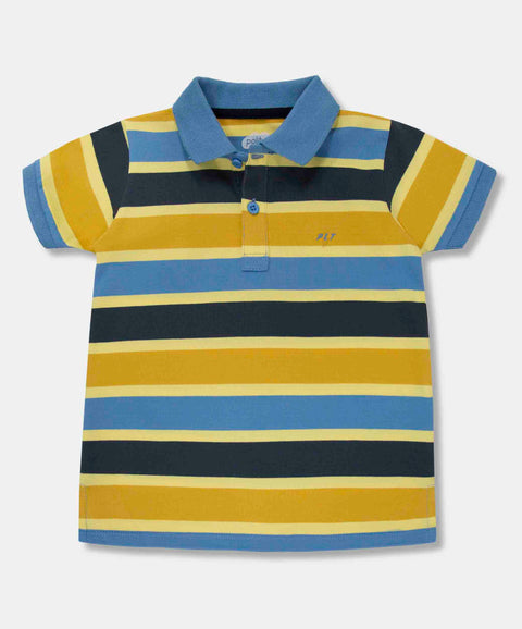 Camiseta Tipo Polo Para Bebé Niño En Algodón Color Amarillo Con Rayas