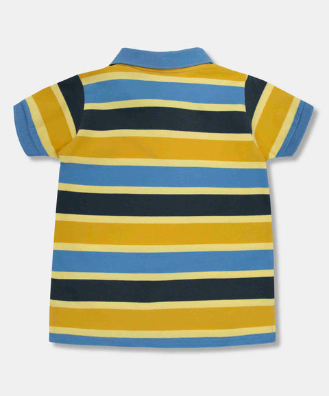 Camiseta Tipo Polo Para Bebé Niño En Algodón Color Amarillo Con Rayas