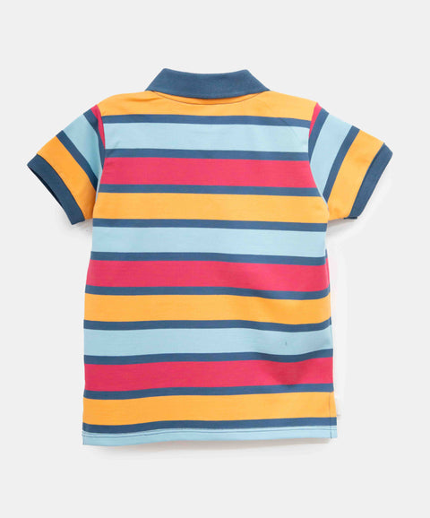 Camiseta Tipo Polo Para Bebé Niño En Algodón Color Azul Con Rayas